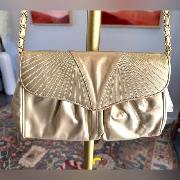 J Renee Gold Leather Bag - Picture 1 of 10